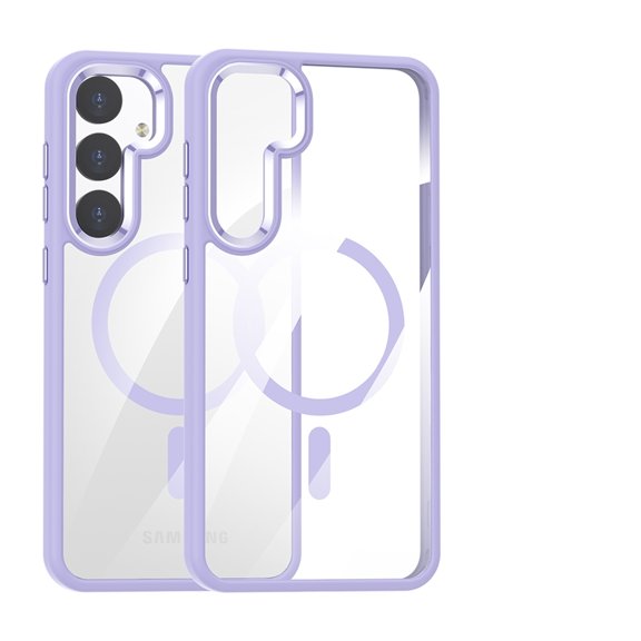 Decase Samsung Galaxy S24 Ultra Military Grade Protection Case,Compatible with MagSafe,Slim Shockproof Anti-Scratch Crystal Transparent Non-Yellowing Anti-Fingerprint PC Back Cover Case,Lightpurple