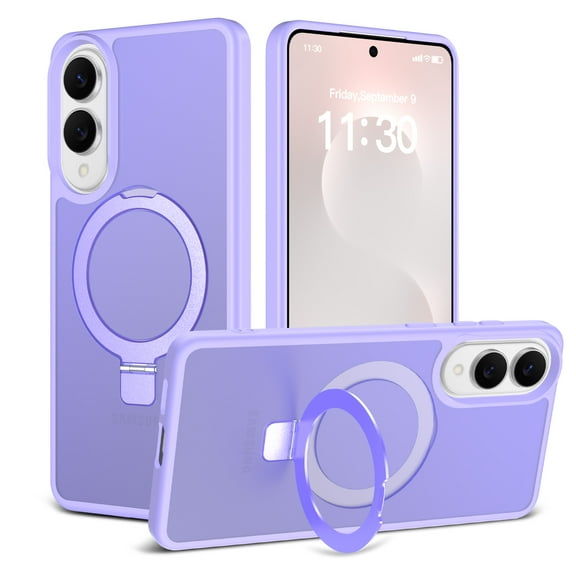 Decase for Samsung Galaxy S25 Edge Case,Magnetic Invisible Stand,Compatible with Mag-Safe,Military Grade Drop Protection,Shockproof Slim Translucent Matte Anti-Slip Cover for Women Men,Lightpurple