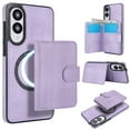 thumbnail image 1 of Decase for Samsung Galaxy S25 Edge Flip PU Leather Back Cover with 2-in-1 Detachable Magnetic Wallet with 5 Card Slots Compatible Mag-Safe and RFlD Blocking Kickstand and Wireless Charging,Purple, 1 of 6
