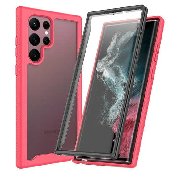 Decase for Samsung Galaxy S25 Full Body Protection Case,Built-in Screen Protector,Slim Rubber Shockproof Rugged Heavy Duty Dual-Layer Protector Clear Back Cover Case,Pink