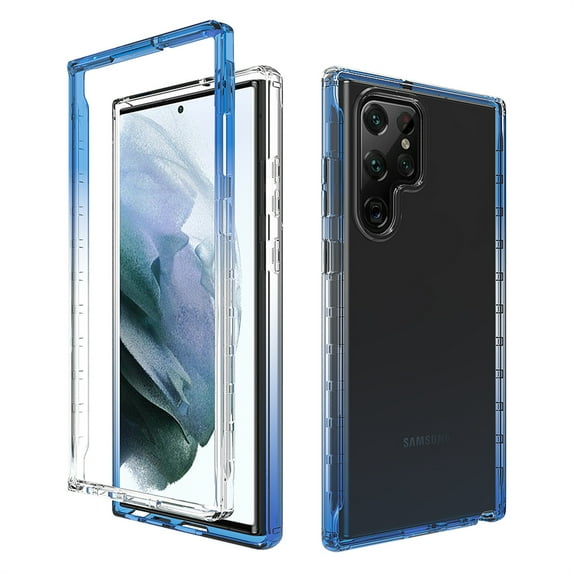 Decase for Samsung Galaxy S25 Plus Dual-layer Protection Case,Silm Shockproof Hybrid TPU Bumper Anti-Scratch Crystal Clear Gradient PC Back Cover Drop Proof Protective Phone Case,Blue