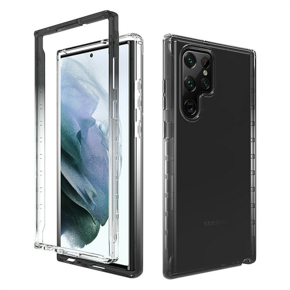 Decase for Samsung Galaxy S25 Plus Dual-layer Protection Case,Silm Shockproof Hybrid TPU Bumper Anti-Scratch Crystal Clear Gradient PC Back Cover Drop Proof Protective Phone Case,Black