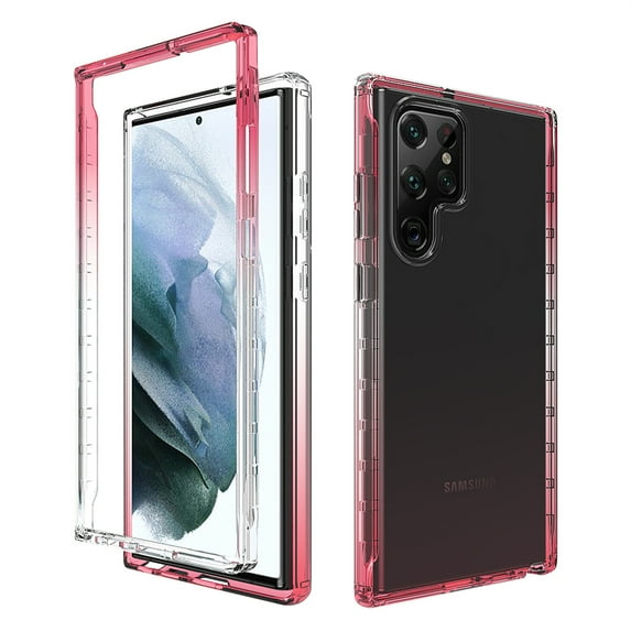 Decase for Samsung Galaxy S25 Plus Dual-layer Protection Case,Silm Shockproof Hybrid TPU Bumper Anti-Scratch Crystal Clear Gradient PC Back Cover Drop Proof Protective Phone Case,Red
