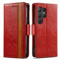 Decase for Samsung Galaxy S25 Ultra 2025 Flip Wallet Cover,Shockproof Flip Card Slots Holder Stand PU Leather Case,Business Wallet Phone Case for Samsung Galaxy S25 Ultra,Red