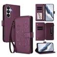 thumbnail image 1 of Decase for Samsung Galaxy S26 Crossbody Zipper Wallet Phone Case,Floral Embossed Pattern PU Leather Flip Phone Shell,Shockproof Hybrid Card Slots Stand Cover,Darkpurple, 1 of 11