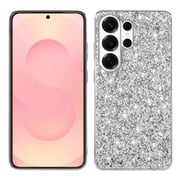 Decase for Samsung Galaxy S26 Ultra Glitter Sparkly Case,Shockproof PC+TPU Hybrid Cover,Rough Texture Shiny Glitter Back,Slim Wireless Charging Case,Silver
