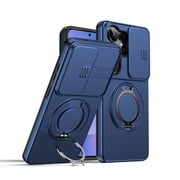 Decase for Samsung Galaxy S26 Ultra Rugged Case,360  Rotatable Ring Kickstand Shockproof Case with Slide Privacy Lens Cover,Heavy Duty Dual Layer PC+TPU Protective Cover,Blue