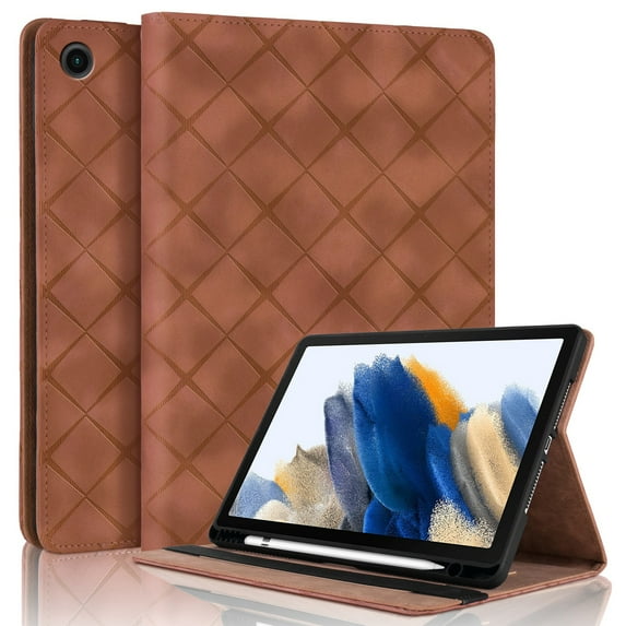 Decase for Samsung Galaxy Tab A8 Case 10.5" 2022 (SM-X200/X205/X207) Cover with Pencil Holder/Pockets,Auto Wake/Sleep,Folio Stand Embossed PU Leather Case for Samsung Galaxy Tab A8 10.5 Inch,Brown