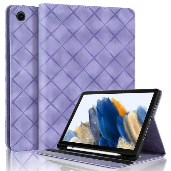 Decase for Samsung Galaxy Tab A8 Case 10.5" 2022 (SM-X200/X205/X207) Cover with Pencil Holder/Pockets,Auto Wake/Sleep,Folio Stand Embossed PU Leather Case for Samsung Galaxy Tab A8 10.5 Inch,Purple