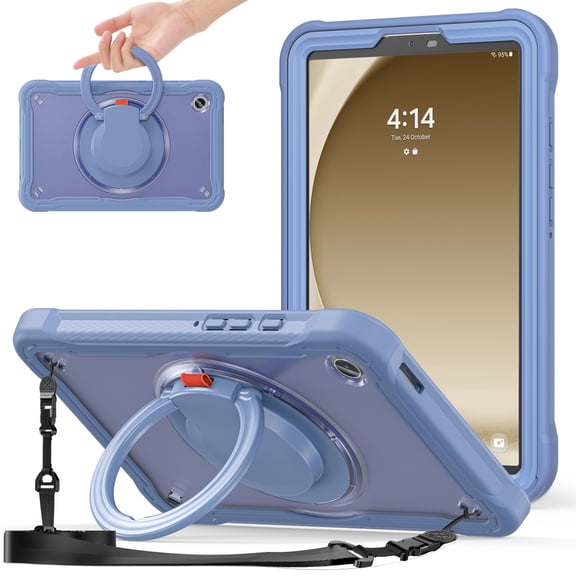 Decase for Samsung Galaxy Tab A9 2023 Shockproof Case 360° Rotatable Stand with Shoulder Strap Handle with Pen Holder for Galaxy Tab A9 8.7-inch,Purple