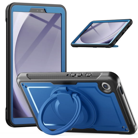 Decase for Samsung Galaxy Tab A9 8.7 Inch 2023 Model (SM-X110/X115/X117) Case,Rugged Shockproof Tablet Cover with 360° Rotating Hand Strap Foldable Hidden Stand,for Samsung A9 Tablet 8.7",Navyblue