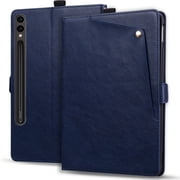 Decase for Samsung Galaxy Tab S11 Ultra & S10 Ultra & S9 Ultra & S8 Ultra Premium PU Leather Folio Tablet Case, Auto Sleep/Wake, with Card Slots Stand,Front Pocket and Pen Holder,Blue