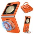 thumbnail image 1 of Decase for Samsung Galaxy Z Flip 3 Phone Case with 360 Rotation Ring Kickstand,Rugged Hard PC Case Support Wireless Charging Ultra Slim Anti-Scratch Cover Case for Samsung Galaxy Z Flip 3 5G,Orange, 1 of 11