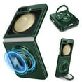 thumbnail image 1 of Decase for Samsung Galaxy Z Flip 4 Phone Case with 460 Rotation Ring Kickstand,Rugged Hard PC Case Support Wireless Charging Ultra Slim Anti-Scratch Cover Case for Samsung Galaxy Z Flip 4 5G,Darkgreen, 1 of 12