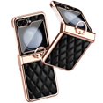 thumbnail image 1 of Decase for Samsung Galaxy Z Flip 5 5G 2023 Phone Stylish Case with Diamond Ring Kickstand,Elegant Luxury PU Leather Plating Bumper Protective Case with Hinge Back Cover for Women Girls,Black, 1 of 6