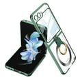 thumbnail image 1 of Decase for Samsung Galaxy Z Flip 5 Case 2023 with Ring Kickstand, Ultra Slim Durable Crystal Clear Cover with Plating Edges Built-in Screen Protector Protective Case for Samsung Z Flip5,Green, 1 of 7