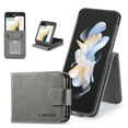 thumbnail image 1 of Decase for Samsung Galaxy Z Flip 5 Case with Card Slots Kickstand Function Magnetic Clasp Shockproof Full Body Protective Rugged  Leather Wallet Phone Cover for Galaxy Z Flip 5 2023, Gray, 1 of 8