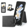 thumbnail image 1 of Decase for Samsung Galaxy Z Flip 5 Case with Card Slots Kickstand Function Magnetic Clasp Shockproof Full Body Protective Rugged  Leather Wallet Phone Cover for Galaxy Z Flip 5 2023,Black, 1 of 7
