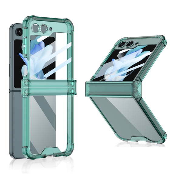 Decase for Samsung Galaxy Z Flip 5 Case with Hinge Protection, Ultra Slim Fit Shockproof Clear Case Durable Phone Cover for Samsung Galaxy Z Flip5 5G,Green