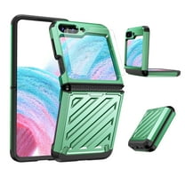 Decase Samsung Galaxy Z Flip 5 Heavy Duty Case, Rugged Hybrid Shockproof Bumper Anti-Scratch Hinge Protection Cover with Small Screen Protector for Samsung Z Flip 5 2023,Green