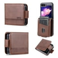 thumbnail image 1 of Decase for Samsung Galaxy Z Flip 5 Luxury Leather Wallet Case with Card Slots Kickstand Function Shockproof Full Body Protective Phone Cover for Samsung Galaxy Z Flip 5 2023, Brown, 1 of 9