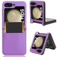 thumbnail image 1 of Decase for Samsung Galaxy Z Flip 5 Phone Case, Premium PU Leather Card Slot Slim Fit Rugged Case Fashion Non-Slip Shockproof Full Protection Durable Case Cover for Samsung Z Flip5 2023, Purple, 1 of 5