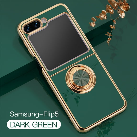 Decase for Samsung Galaxy Z Flip 5 Slim Case with Ring Holder, Shockproof Slim Kickstand Magnetic Cover,Support Wireless Charging,Non-Slip Protective Phone Case for Samsung Galaxy Z Flip5, Green