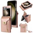 thumbnail image 1 of Decase for Samsung Galaxy Z Flip 6 Case with Card Holder Adjustable Crossbody Strap Lanyard, for Samsung Z Flip 6 Case Purse, Fashion Handbag Gift for Women Ladys,Rosegold, 1 of 5