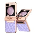 thumbnail image 1 of Decase for Samsung Galaxy Z Flip5 5G 2023,Galaxy Z Flip 5 Luxury Case with Hinge Protection,Sparkle Slim Premium PU Leather Phone Cover w/ Bling Diamond 360° Ring Kickstand - Purple, 1 of 8