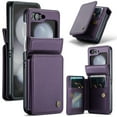 thumbnail image 1 of Decase for Samsung Galaxy Z Flip5 Wallet Case,Premium PU Leather with RFID Blocking Credit Card Slots Pocket,Minimalist Shockproof Protective Phone Cover,Design for Samsung Z Flip 5 5G,Purple, 1 of 8