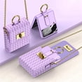 thumbnail image 1 of Decase for Samsung Galaxy Z Flip5 Wallet Case,Weave Texture Leather Mini Crossbody Shoulder Bag Case Shockproof Ring Holder Stand Fashion Anti-Drop Case Cover for Samsung Galaxy Z Flip 5 ,Purple, 1 of 9