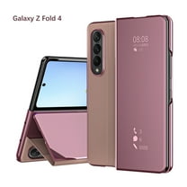 Decase for Samsung Galaxy Z Fold 4 2022 Luxury Mirror Flip Case Kickstand Full Hinge Protection Shockproof Hybrid Cover for Samsung Galaxy Z Fold 4 5G, Rosegold
