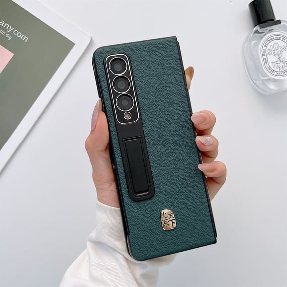 Decase Samsung Galaxy Z Fold 4 7.6 inch 2022 Release, Simple Style PU Leather Case with Hard Hidden Kickstand Slim & Thin Luxury Elegant Business Case For Samsung Galaxy Z Fold 4, Green