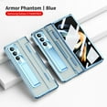 thumbnail image 1 of Decase for Samsung Galaxy Z Fold 4 Case Shockproof Protection, Transparent Plating PC Crystal Cover Front Glass All-Inclusive Wireless Charging Case With Hidden Kickstand, Blue, 1 of 9