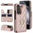 thumbnail image 1 of Decase for Samsung Galaxy Z Fold 4 Wallet Case with Credit Card Holder Slot Kickstand,with 360°Rotation Ring Holder,Rugged Shockproof Flip PU Leather Durable Phone  Protective Case,Rosegold, 1 of 5