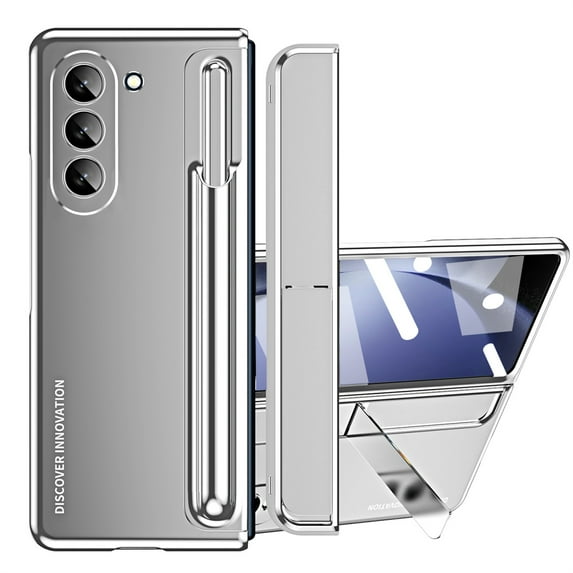 Decase for Samsung Galaxy Z Fold 5 Case with S Pen Holder & Stylus, Magnetic Hinge Protection Case for Samsung Z Fold 5 5G 2023 with Built-in Screen Protector & Hidden Stand,Silver