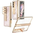 thumbnail image 1 of Decase for Samsung Galaxy Z Fold 5 Case with Stylus & S Pen Holder, Z Fold 5 5G Clear Case with Hinge + Hidden Stand Protection Plating PC Cover with Built-in Screen Protector Kickstand,Gold, 1 of 7