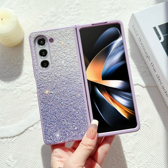 Decase for Samsung Galaxy Z Fold 5 Gradient Bling Glitter Case,Sparkle Luxury Slim Thin Shockproof Anti-Scratch Lightweight Protective Phone Case Cover,Purple