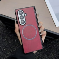 Decase for Samsung Galaxy Z Fold 5 Magnetic Folio Leather Case, Shockproof Slim Hybrid Back Cover with Wireless Charging, Flexible Anti-Scratch Anti-Fingerprint PC TPU Protective Case,Red