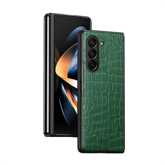 Decase for Samsung Galaxy Z Fold 5 Stylish Luxury Leather Case Crocodile Skin Texture Full Body Protection Anti-Slip Shockproof Slim Lightweight Cover for Galaxy Z Fold 5 2023,Green