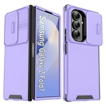 Decase for Samsung Galaxy Z Fold 6 5G 2024 Case with Slide Lens Cover, Rugged Hard PC   TPU Bumper Hybrid Cover ,Military Grade Shockproof Hard PC Phone Case for Samsung Z Fold 6 5G,Purple