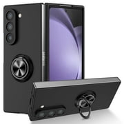 Decase for Samsung Galaxy Z Fold 6 Case with 360  Ring Kickstand,Military Grade Hard PC Protective Case Tough Armour Shell Slim Shockproof Phone Cover for Samsung Galaxy Z Fold 6 5G 2024,Black
