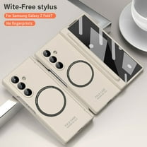 Decase for Samsung Galaxy Z Fold 6 Case with Pen Holder & Stylus, Z Fold6 Slim Case with Hinge Protection & Screen Protector Thin Matte PC Full-Body Anti-Scratch Protective Cover for Z Fold 6,Beige