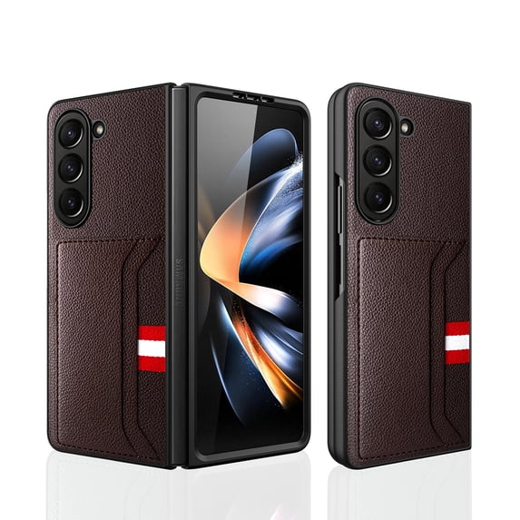 Decase for Samsung Galaxy Z Fold 6 Case, Shockproof Anti Shock,Anti Drop Lightweight Durable with Built-in Screen Protection Film and Back Wallet Card Cover, Brown