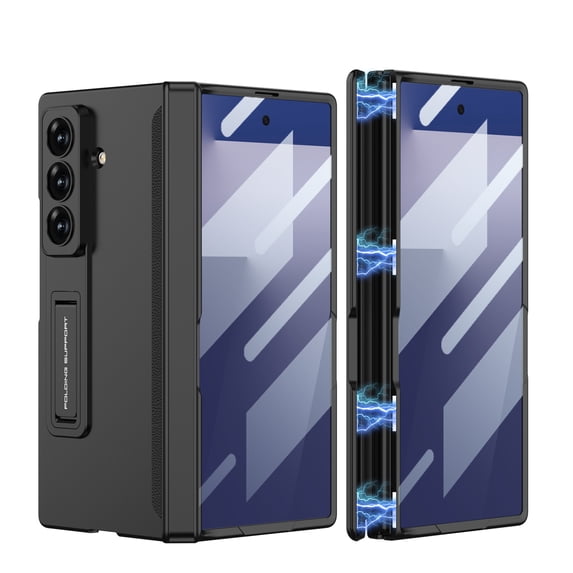 Decase for Samsung Galaxy Z Fold 6 Magnetic Case with Hinge Protection and Kickstand, 360° Full-Body Magnetic Protective Cover with Built-in Screen Protector Phone Case for Galaxy Z Fold6,Black