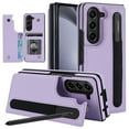 thumbnail image 1 of Decase for Samsung Galaxy Z Fold 6 Wallet Case with Credit Card Holder and S-Pen Holder,Fold Premium PU Leather Magnetic Clasp Kickstand Heavy Duty Protective Cover,Purple, 1 of 9