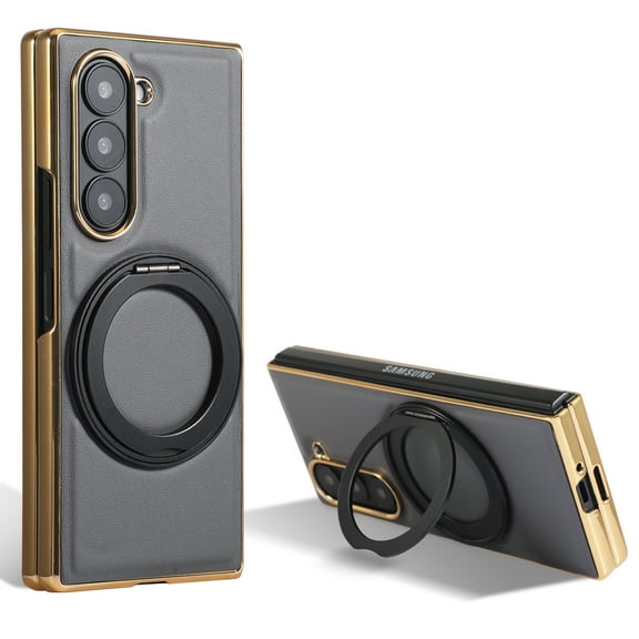 Decase for Samsung Galaxy Z Fold 7 5G Case,Compatible with Mag-safe, Soft TPU Plating Bumper Electroplated with Magnetic Stand Ring Holder Military Grade Shockproof Case Samsung Galaxy Z Fold 7,Gray