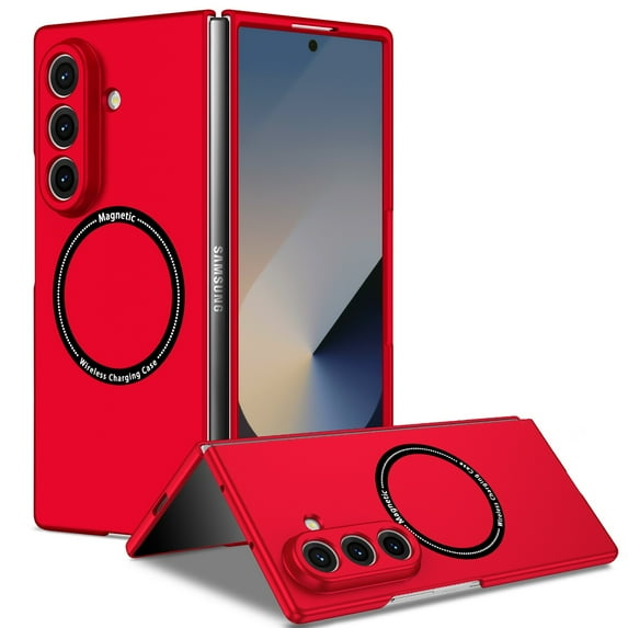 Decase for Samsung Galaxy Z Fold 7 Slim Magnetic Case,Compatible with Mag-Safe,Wireless Charging,Shockproof Z Fold 7 Matte Case, Anti Scratch Slim Phone Protective Cover for Galaxy Z Fold 7,Red