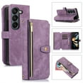 thumbnail image 1 of Decase for Samsung Galaxy Z Fold5 2023 New Wallet Case,Rugged Zipper Shockproof Phone Case - Heavy-Duty Full Body Protection for Your Device Credit Card Slot Stand with Shoulder Strap Cover,Purple, 1 of 9