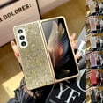 thumbnail image 1 of Decase Samsung Galaxy Z Fold5 Bling Case,Fashionable Glitter Diamond Phone Case for Women girls,Ultra Slim Sparkle Anti-Scratch Protective Cover for Samsung Galaxy Z Fold5 5G 2023 - Gold, 1 of 6